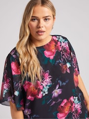 Yours Curve Black London Flutter Sleeve Blouse - Image 4 of 5