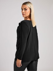 Yours Curve Black London Diamante Bow Cowl Top - Image 4 of 6