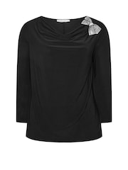 Yours Curve Black London Diamante Bow Cowl Top - Image 6 of 6