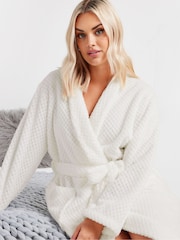 Yours Curve White Waffle Maxi Dressing Gown - Image 4 of 5
