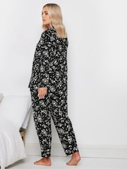 Yours Curve Black Heart Print Soft Touch Pyjama Set - Image 3 of 5