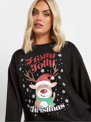 Yours Curve Black Novelty Reindeer Christmas Jumper - Image 4 of 5