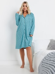 Yours Curve Blue Soft Touch Heart Nightshirt - Image 2 of 5
