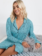 Yours Curve Blue Soft Touch Heart Nightshirt - Image 4 of 5