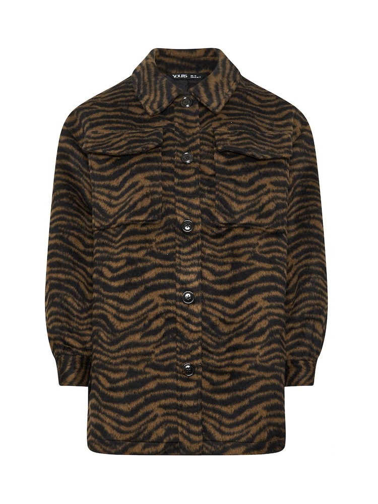 Yours Curve Brown Tiger Print Short Shacket - Image 6 of 6