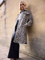 Yours Curve Brown Longline Leopard Print Shacket - Image 1 of 6