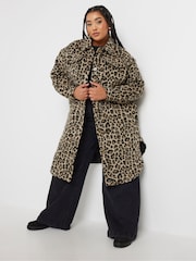 Yours Curve Brown Longline Leopard Print Shacket - Image 4 of 6