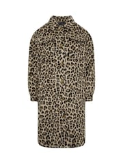 Yours Curve Brown Longline Leopard Print Shacket - Image 6 of 6