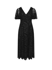 Yours Curve Black London Glitter Flock Wrap Maxi Dress - Image 5 of 5