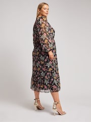 Yours Curve Black London Floral Shirt Dress - Image 3 of 6