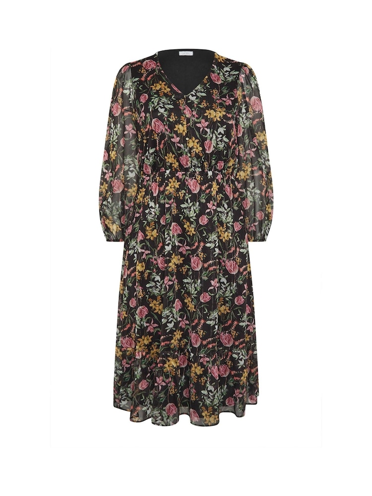 Yours Curve Black London Floral Shirt Dress - Image 6 of 6