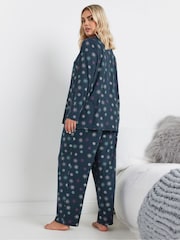 Yours Curve Blue Soft Touch Heart Flake Pyjamas Set - Image 3 of 5
