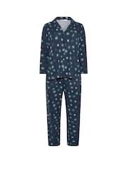 Yours Curve Blue Soft Touch Heart Flake Pyjamas Set - Image 5 of 5