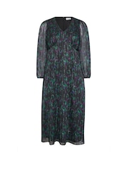Yours Curve Black London Blur Animal Satin Metallic Dress - Image 5 of 5