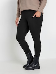 Yours Curve Black Pocket Detail Leggings - Image 1 of 5