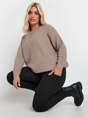 Yours Curve Black Pocket Detail Leggings - Image 2 of 5
