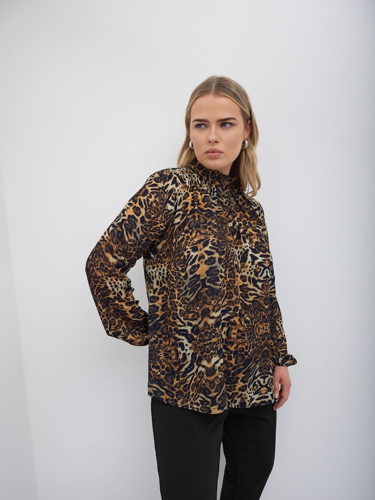 Yours Curve Brown London High Neck Blouse - Image 2 of 6