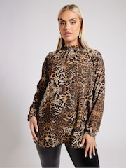 Yours Curve Brown London High Neck Blouse - Image 5 of 6