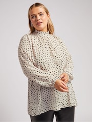 Yours Curve White London High Neck Blouse - Image 1 of 5