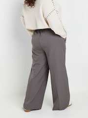 Yours Curve Grey Pull On Seam Front Woven Wide Leg Trousers - Image 3 of 5