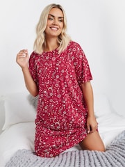 Yours Curve Red Starburst Sleep 100% Cotton Nighties - Image 1 of 5