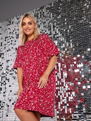 Yours Curve Red Starburst Sleep 100% Cotton Nighties - Image 4 of 5
