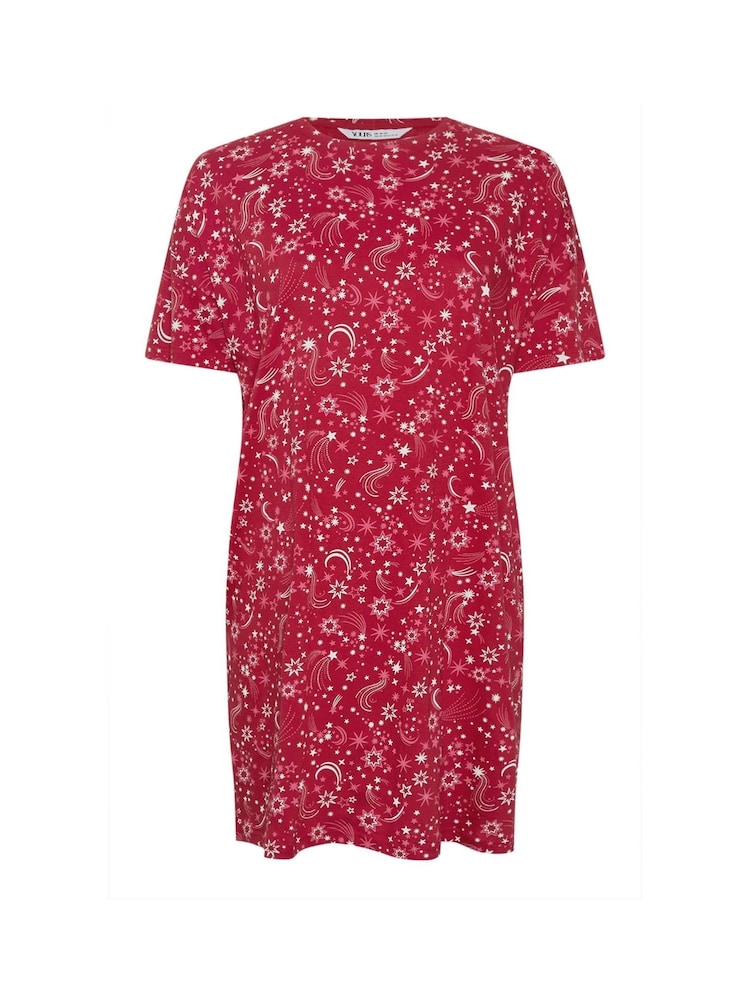Yours Curve Red Starburst Sleep 100% Cotton Nighties - Image 5 of 5