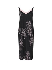 Yours Curve Black Floral Print Soft Touch Midaxi Chemise - Image 5 of 5