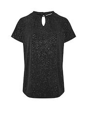Yours Curve Black London Glitter Twist Neck Top - Image 5 of 5