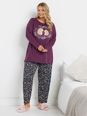 طقم بيجامة بكُم طويل ورِجل واسعة Woodland من Yours Curve - صورة 1 من 6