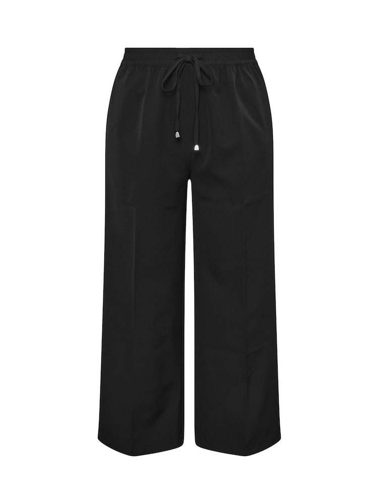 Musta - Yours Curve Pull On Seam Edessä Kudottu Leveä lahje Housut - Kuva 5 / 5