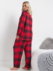 Yours Curve Red Soft Touch Star Check Pyjamas Set - Image 3 of 5