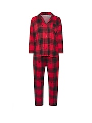 Yours Curve Red Soft Touch Star Check Pyjamas Set - Image 5 of 5