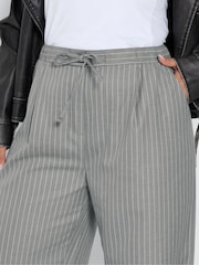 Yours Curve Grey Woven Pinstripe Wide Leg Trousers - Image 4 of 5