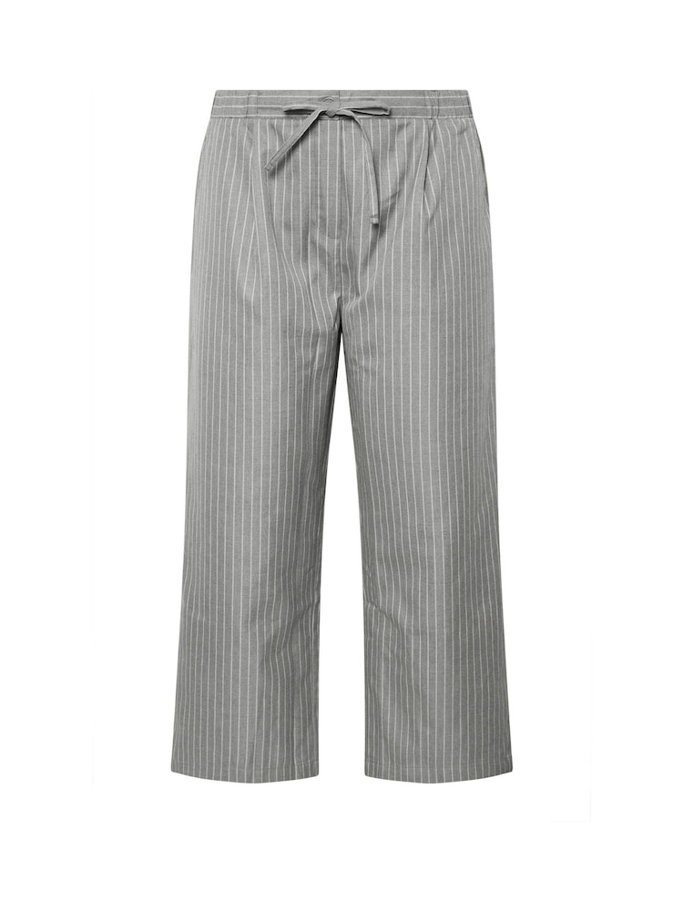 Yours Curve Grey Woven Pinstripe Wide Leg Trousers - Image 5 of 5