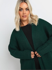 Yours Curve Green Waffle Knit Maxi Cardigan - Image 4 of 5