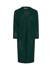 Yours Curve Green Waffle Knit Maxi Cardigan - Image 5 of 5