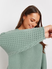 Yours Curve Blue Waffle Crew Neck Jumper - Image 2 of 5