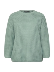 Yours Curve Blue Waffle Crew Neck Jumper - Image 5 of 5