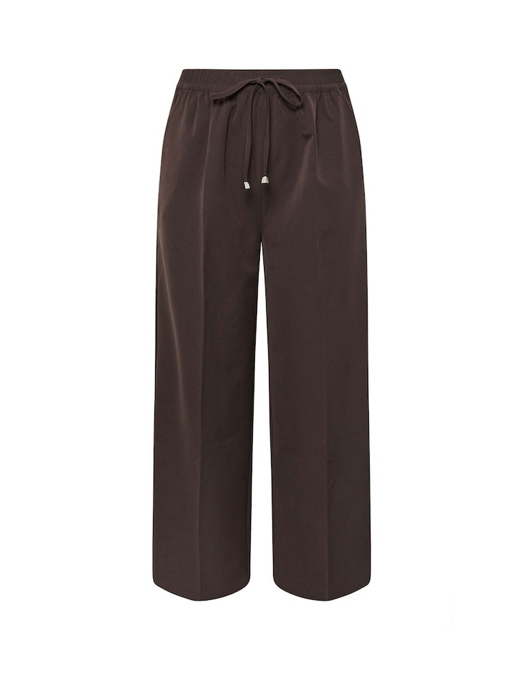 Yours Curve Brown Pull On Seam Front Woven Wide Leg Trousers - Image 5 of 5 Yours Curve Brown Pull On Seam Front Woven Wide Leg Trousers - Image 5 of 5