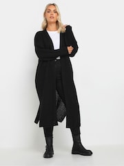 Yours Curve Black Waffle Knit Maxi Cardigan - Image 1 of 5