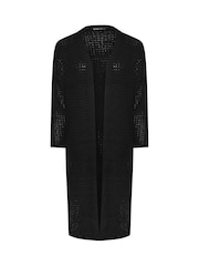 Yours Curve Black Waffle Knit Maxi Cardigan - Image 5 of 5