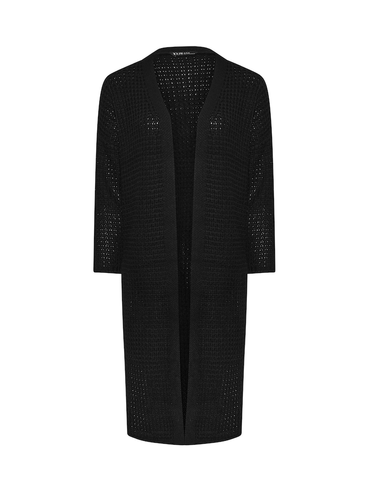 Yours Curve Black Waffle Knit Maxi Cardigan - Image 5 of 5