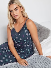 Yours Curve Blue Snowflake Print Soft Touch Midaxi Chemise - Image 4 of 5