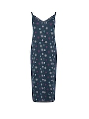 Yours Curve Blue Snowflake Print Soft Touch Midaxi Chemise - Image 5 of 5