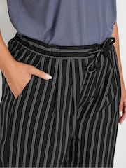 Yours Curve Black Woven Pinstripe Wide Leg Trousers - Image 4 of 5