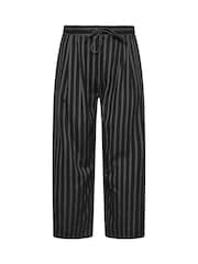 Yours Curve Black Woven Pinstripe Wide Leg Trousers - Image 5 of 5