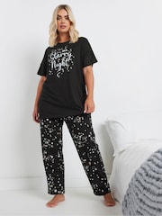 حزمة بيجامة برِجل واسعة وكُم قصير قطن 100% Starry Night من Yours Curve - صورة 3 من 6