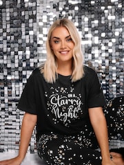 حزمة بيجامة برِجل واسعة وكُم قصير قطن 100% Starry Night من Yours Curve - صورة 5 من 6