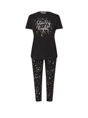 حزمة بيجامة برِجل واسعة وكُم قصير قطن 100% Starry Night من Yours Curve - صورة 6 من 6